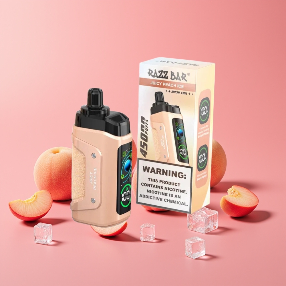 Razz Bar 45000 Puffs Disposable Vape Sočni Sladoledni Breskva 1.0 Ohm, 650 mAh, Tip-C