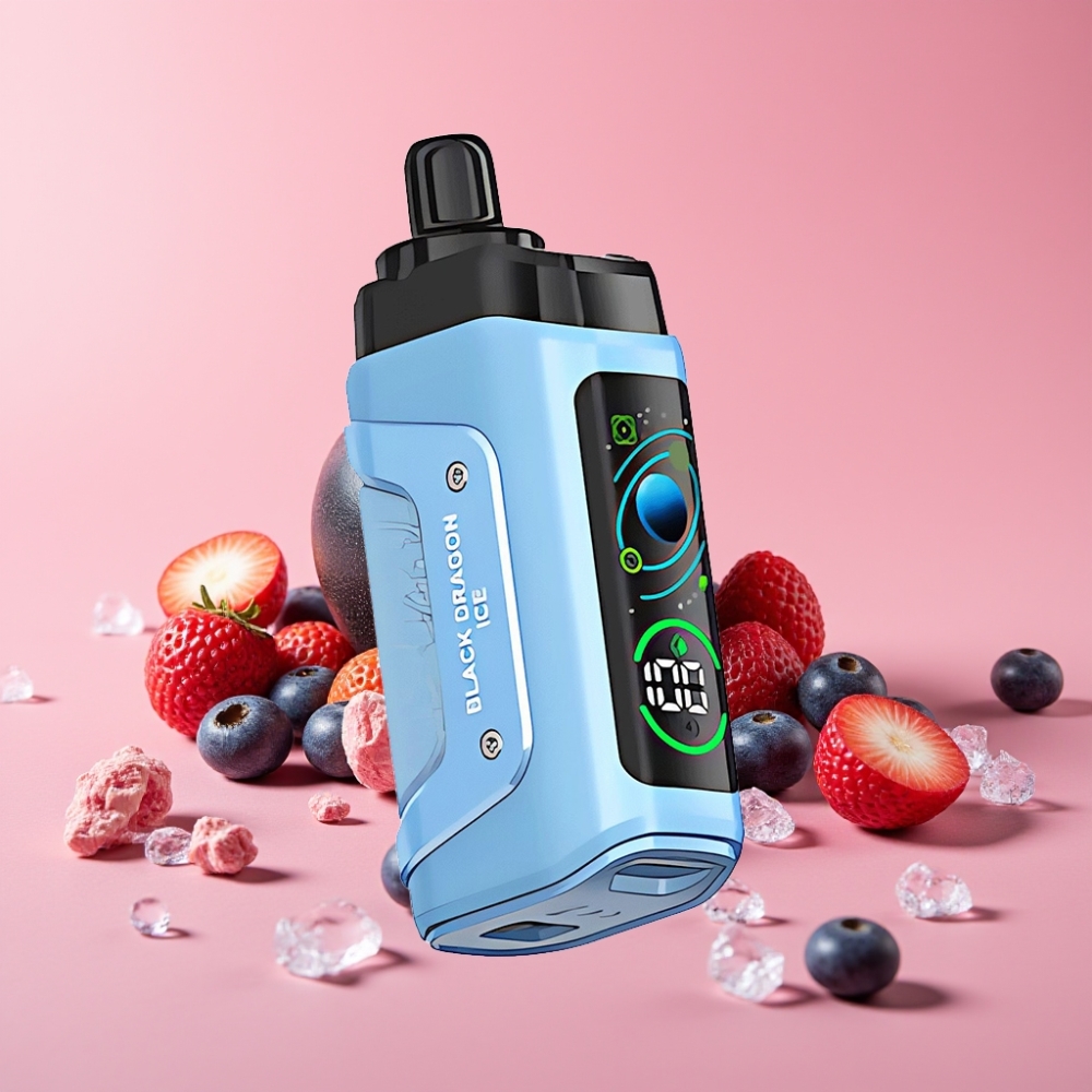 Razz Bar 45000 Puffs Disposable Vape Črni Zmaj Led, 45000 Puffov, 1.0 Ohm, Nastavljiv Pretok Zraka