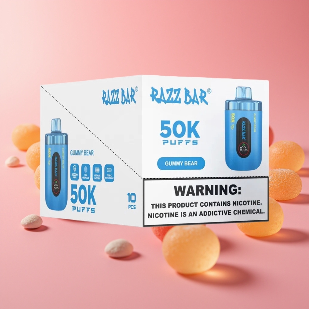 Razz Bar 50K Gumi Medved 50000 Puffov 1.0 Ohm 650mAh Type-C
