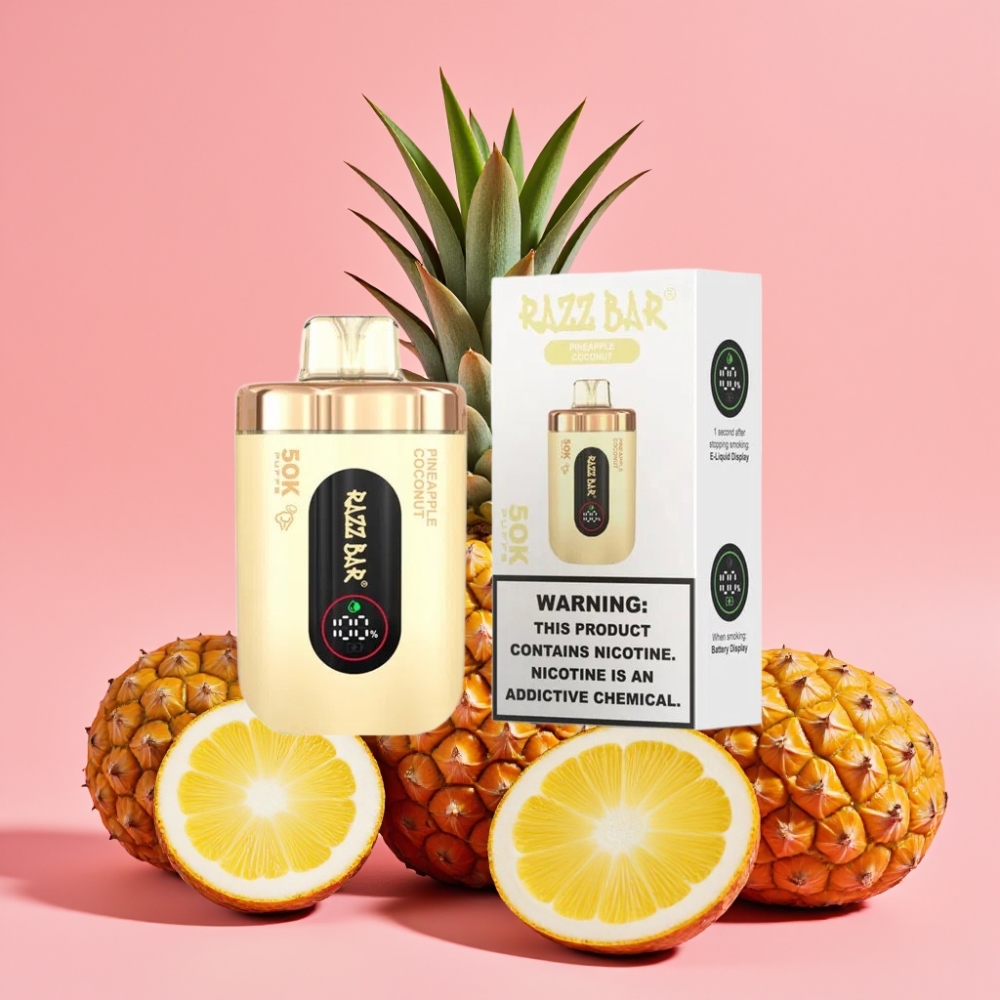 Razz Bar 50K Puffs Disposable Vape Ananas Kokos 1.0 Ohm Mesh 650mAh Type-C