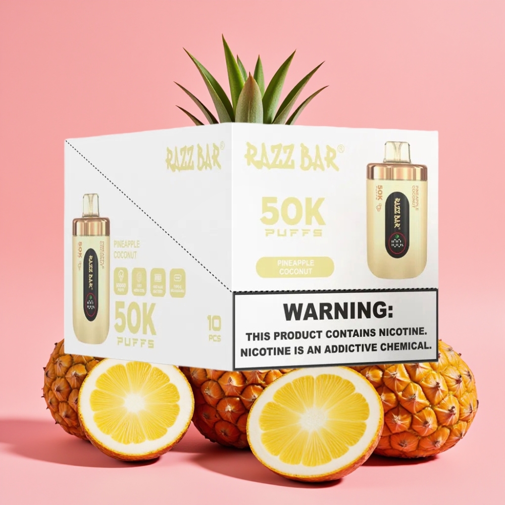 Razz Bar 50K Puffs Disposable Vape Ananas Kokos 1.0 Ohm Mesh 650mAh Type-C