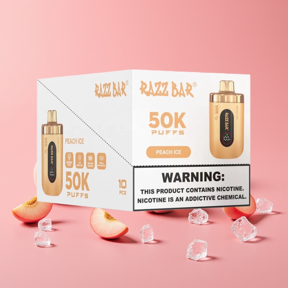 Razz Bar 50K Puffs Disposable Vape Breskev Led 1.0 Ohm 650 mAh Type-C
