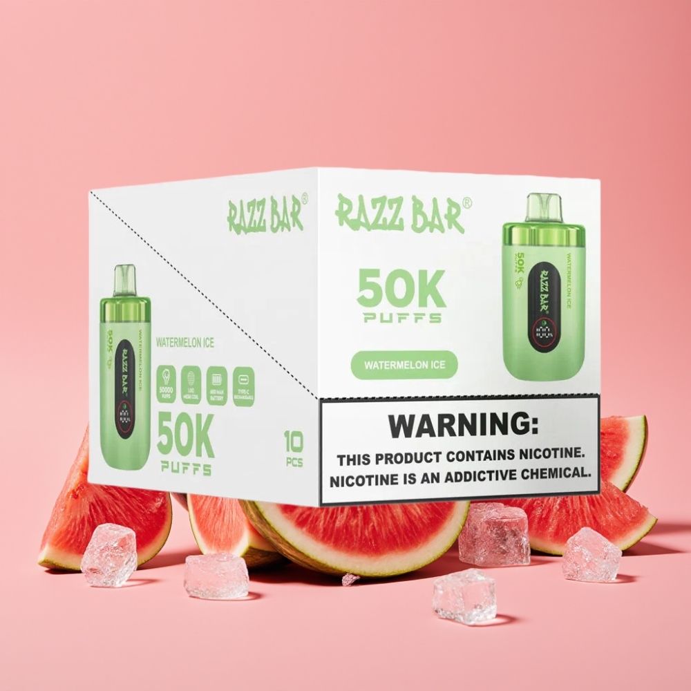 Razz Bar 50K Puffs Disposable Vape Lubenica Led 50K Puffs, 1.0 Ohm, Type-C