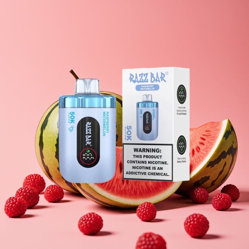 Razz Bar 50K Puffs Disposable Vape Malina Lubenica, 50000 Puffov, 1.0 Ohm, 2% Nikotina