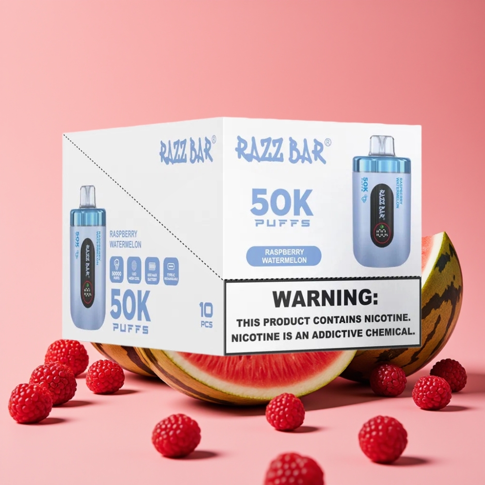 Razz Bar 50K Puffs Disposable Vape Malina Lubenica, 50000 Puffov, 1.0 Ohm, 2% Nikotina
