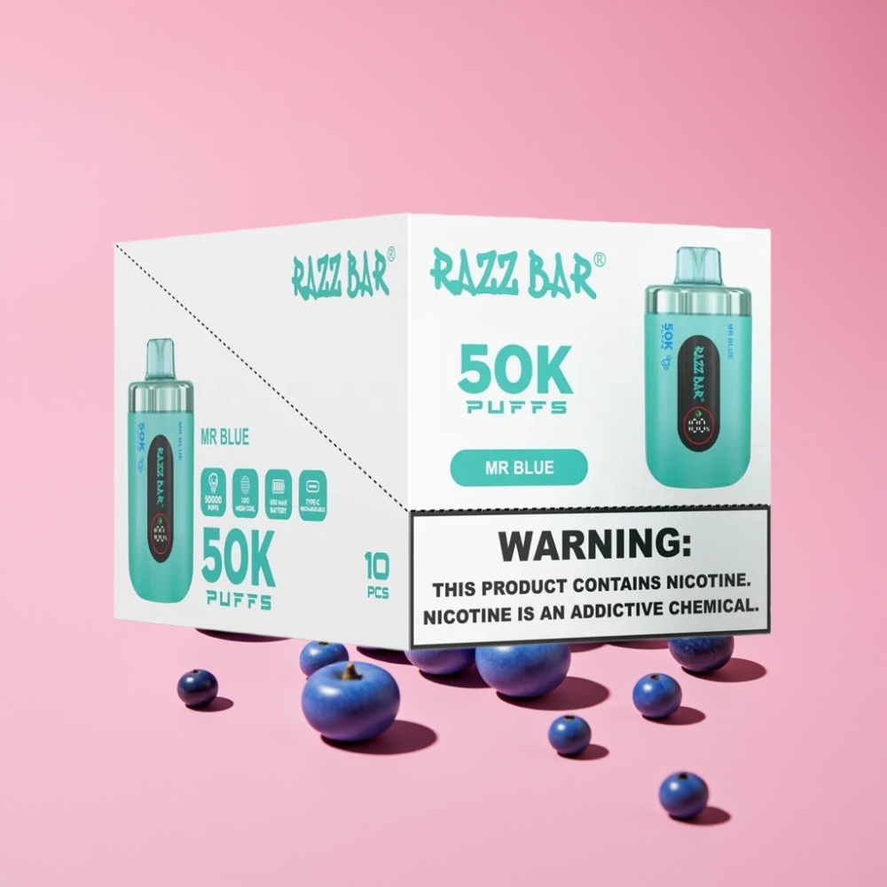 Razz Bar 50K Puffs Disposable Vape Modra 50000 Puffs 1.0 Ohm 650 Mah