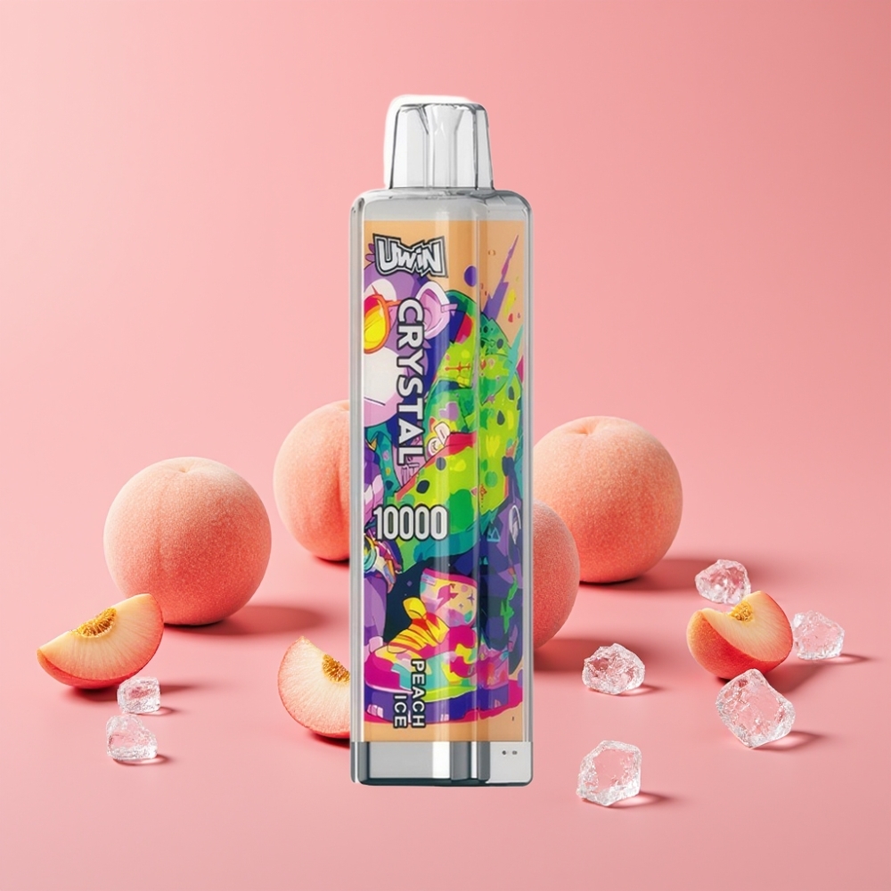 UWIN Crystal 10000 Puffs Breskova Led 0%, 2%, 3%, 5% 18ml 650mAh