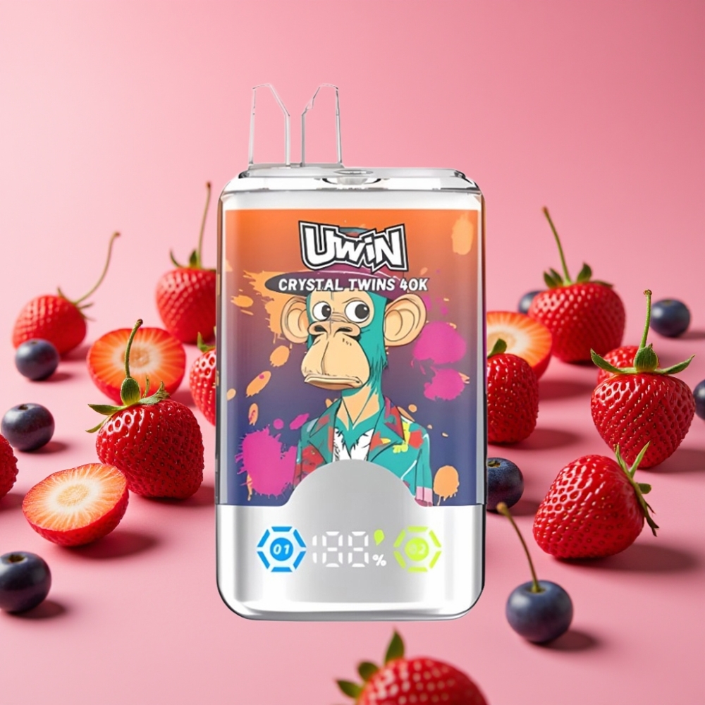 UWIN Crystal Twins 40000 Puffs Jagoda Malina Češnja Mr Blue 32ml 850mAh Type-C