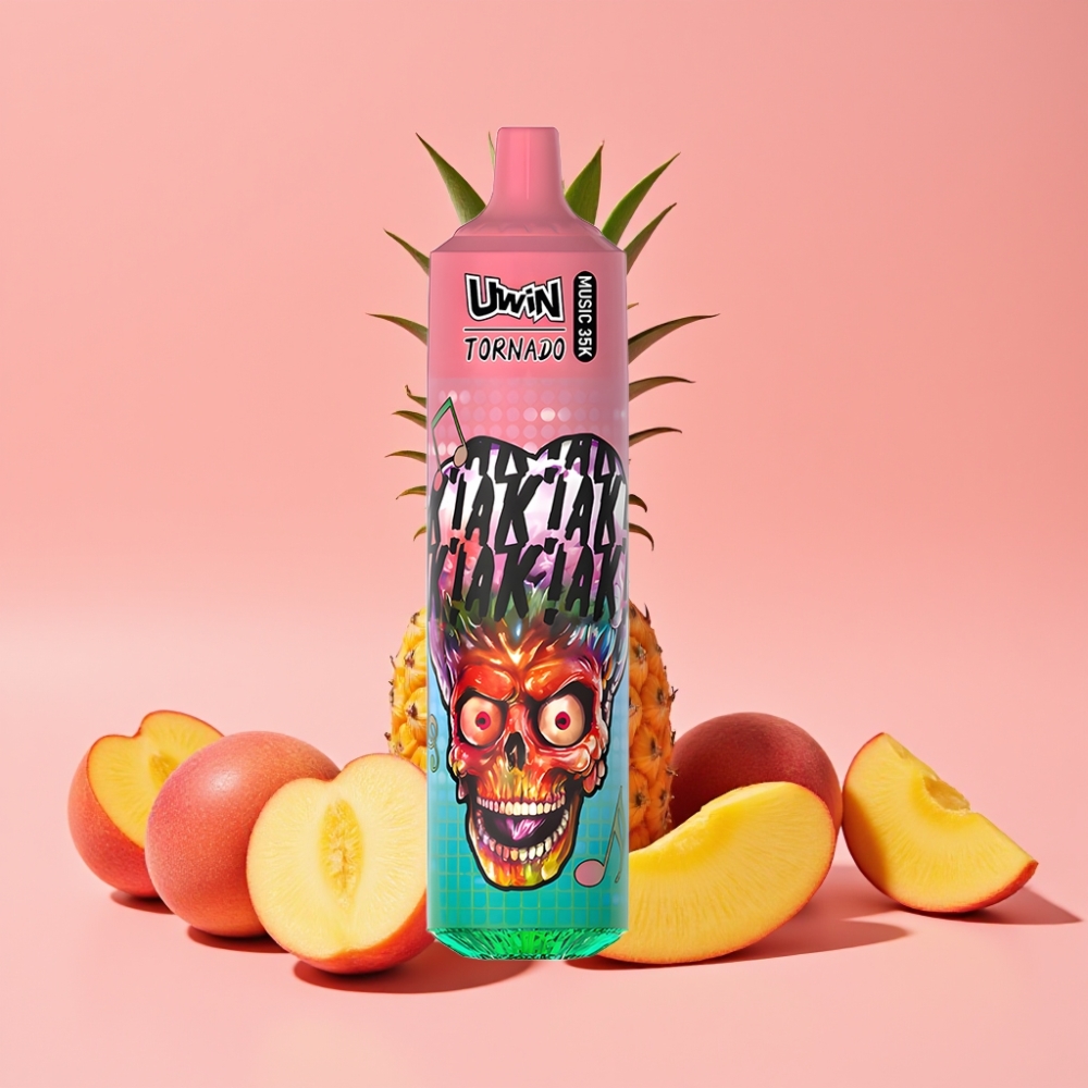 Uwin Tornado 35K Music Disposable Vape Breskva Mango Ananas, 35.000 vdihov, 5% nikotina, 600mAh