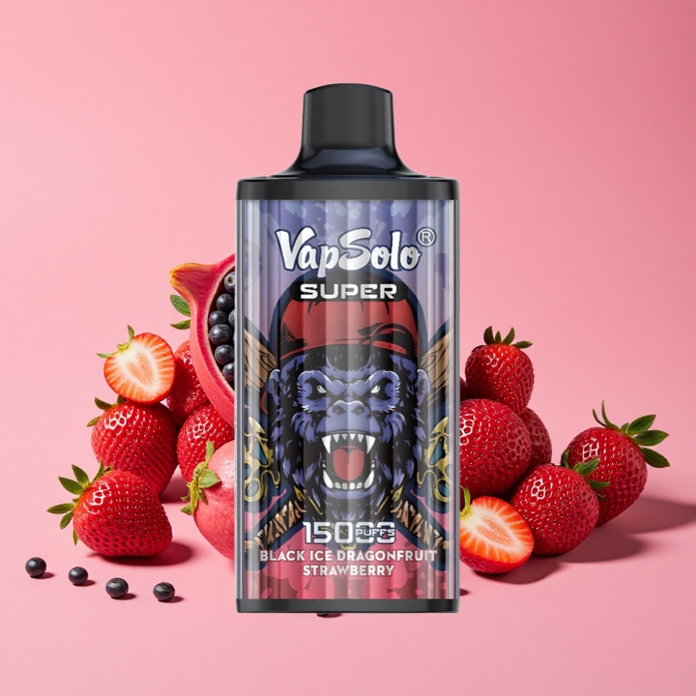 Vapsolo Super 15000 puffs Črni led Zmajev sad Jagoda 40ml 850mAh Type-C