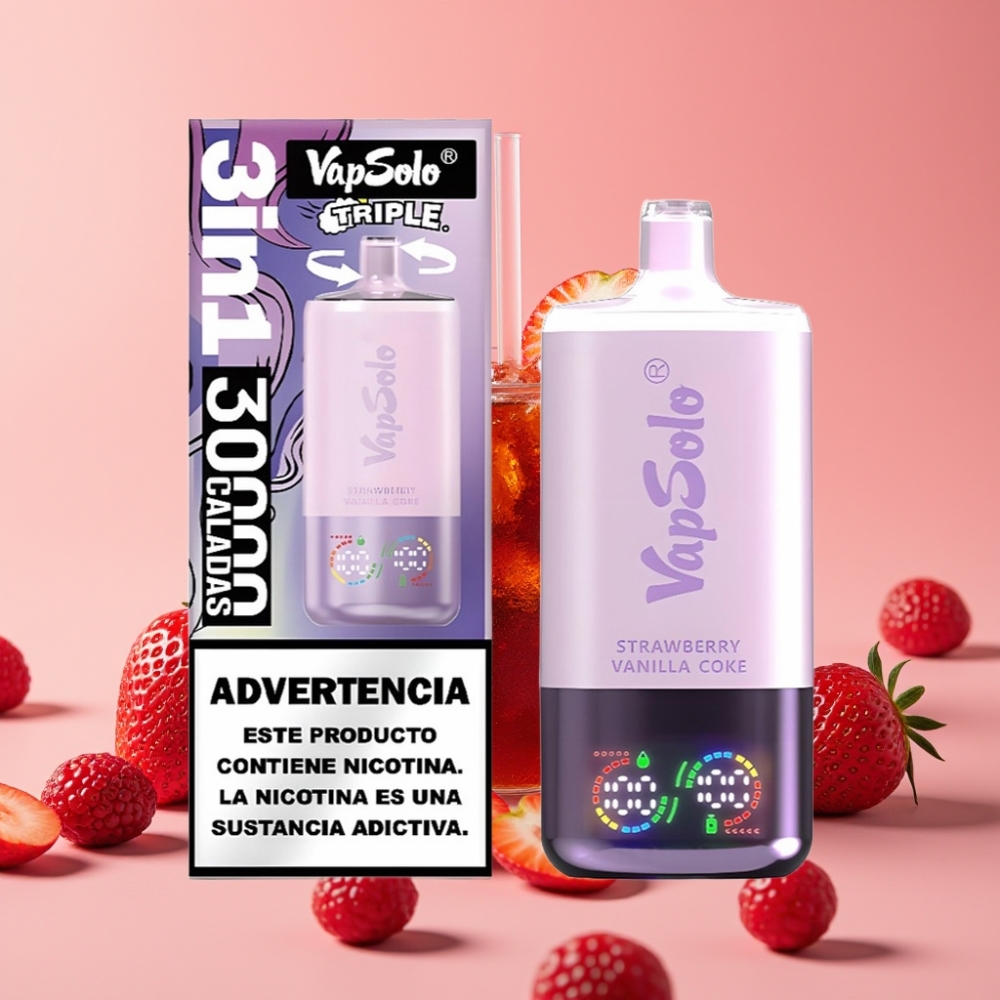 VapSolo Triple 30000 Puffs Jagoda Vanilja Kola 40ml 20/50mg/ml Type-C