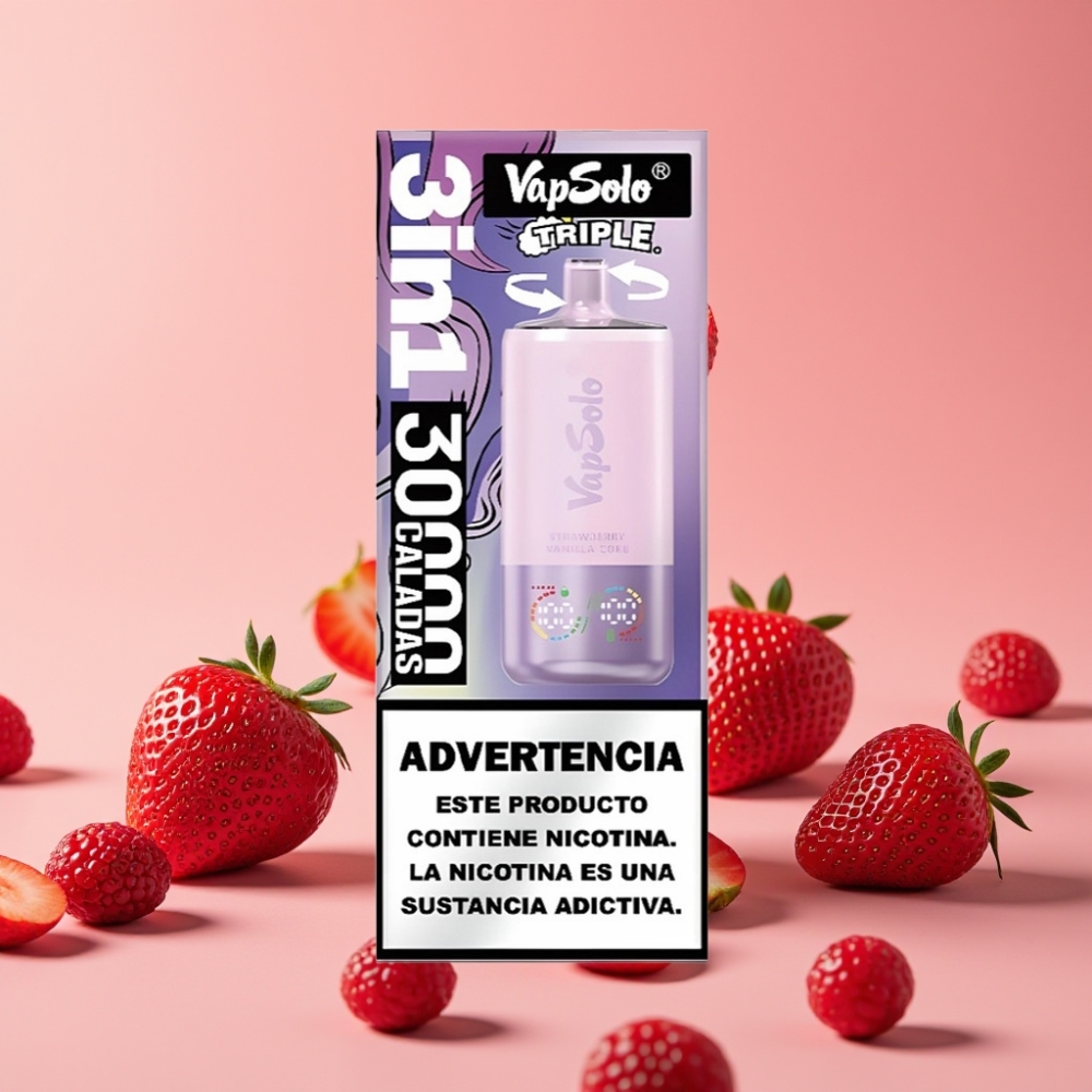 VapSolo Triple 30000 Puffs Jagoda Vanilja Kola 40ml 20/50mg/ml Type-C