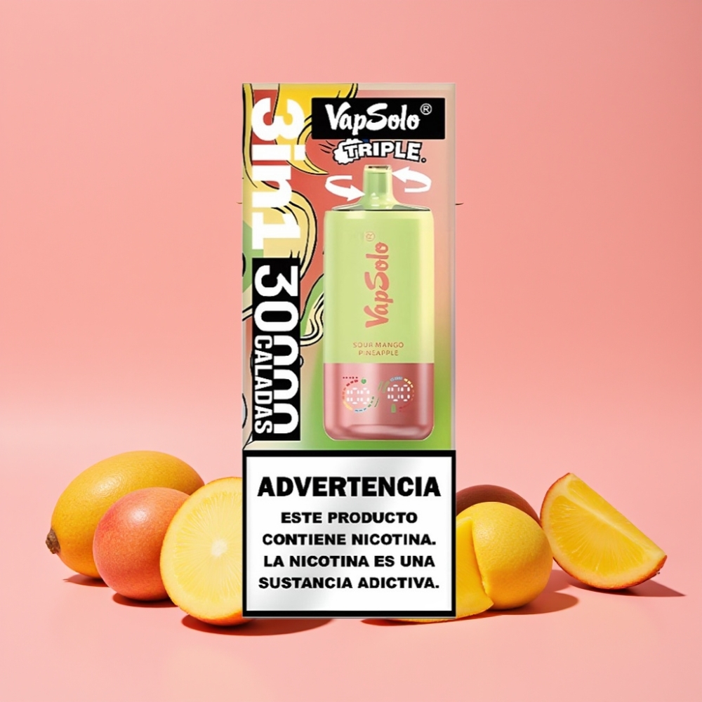VapSolo Triple 30000 Puffs Kislo Mango Ananas, 40ml, 20/50 mg/ml, Type-C