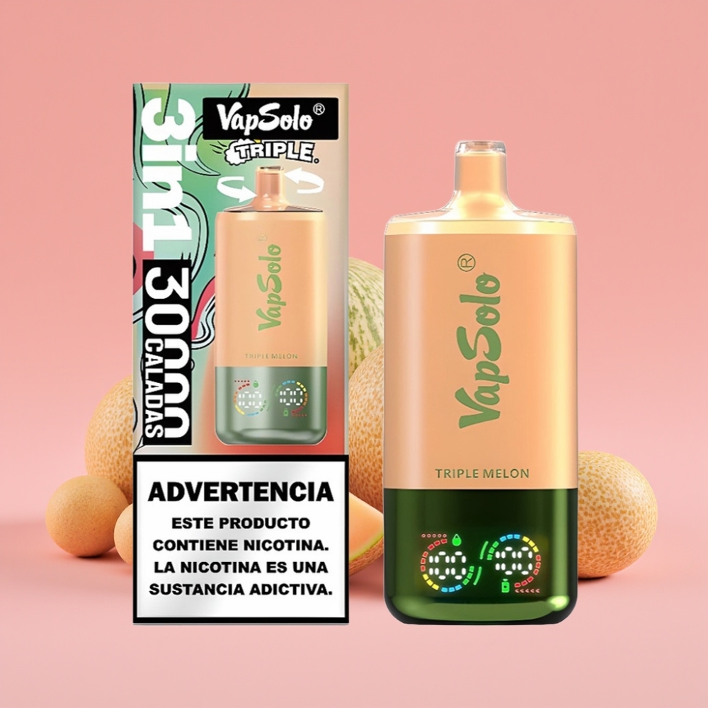 VapSolo Triple 30000 Puffs Trojni Melon, 40ml, 20/50 mg/ml, Type-C