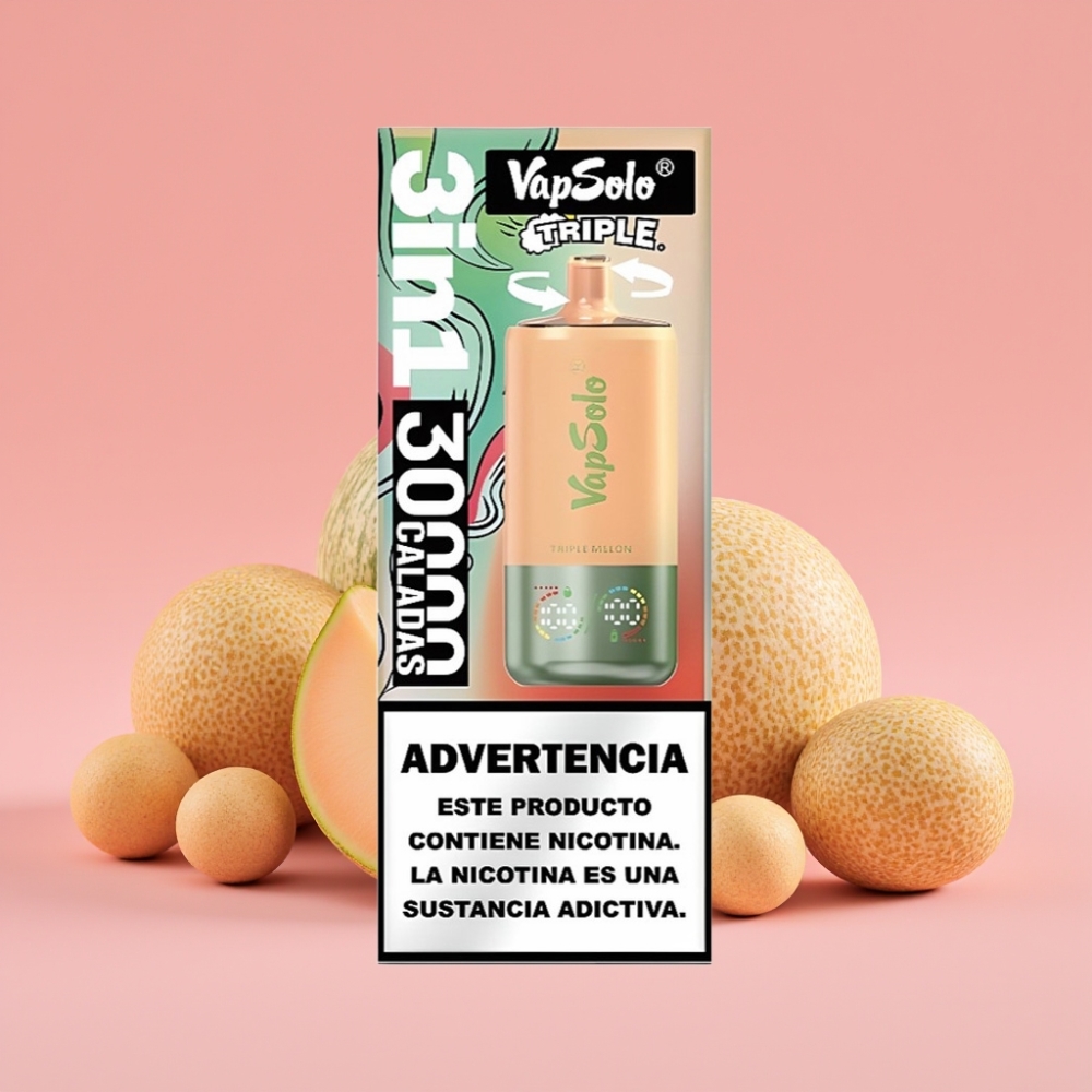 VapSolo Triple 30000 Puffs Trojni Melon, 40ml, 20/50 mg/ml, Type-C
