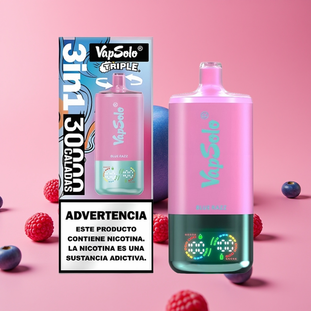 VapSolo Triple 30000 Pufi Modra Malina 40ml 20mg/ml/50mg/ml Type-C