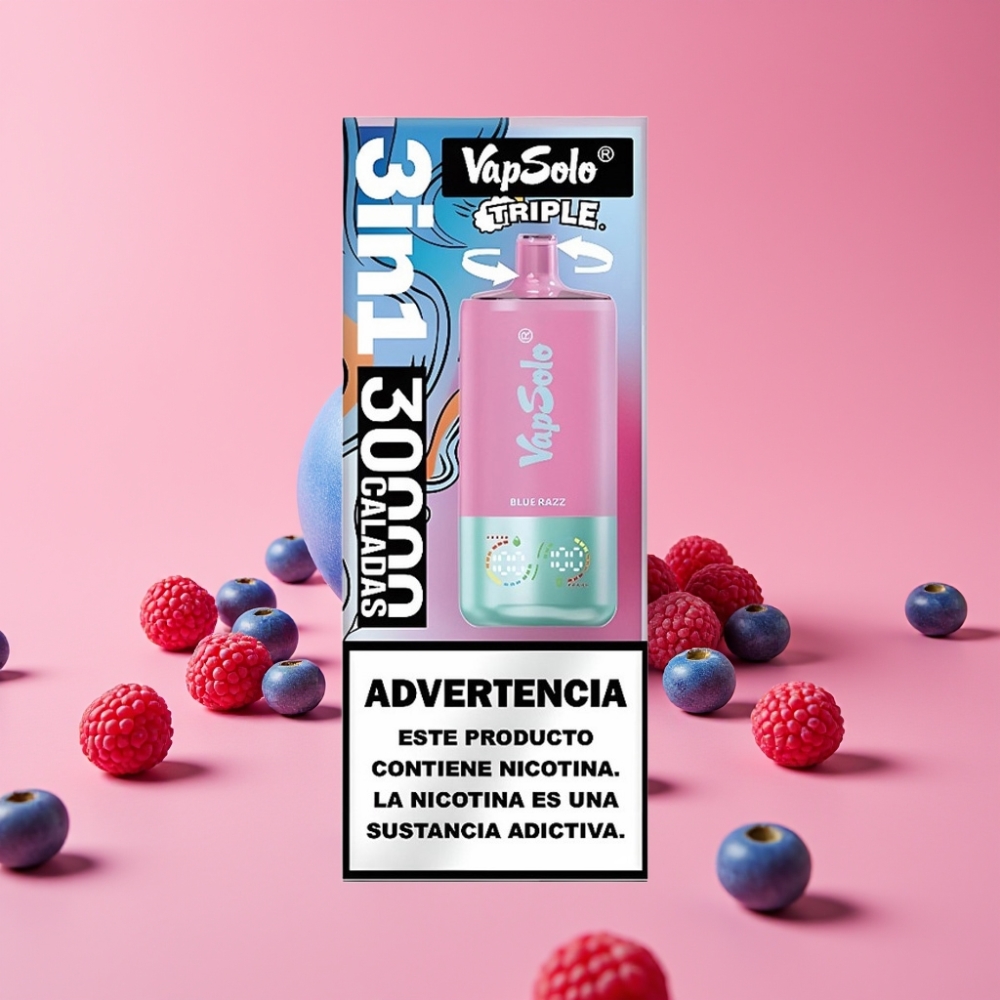 VapSolo Triple 30000 Pufi Modra Malina 40ml 20mg/ml/50mg/ml Type-C