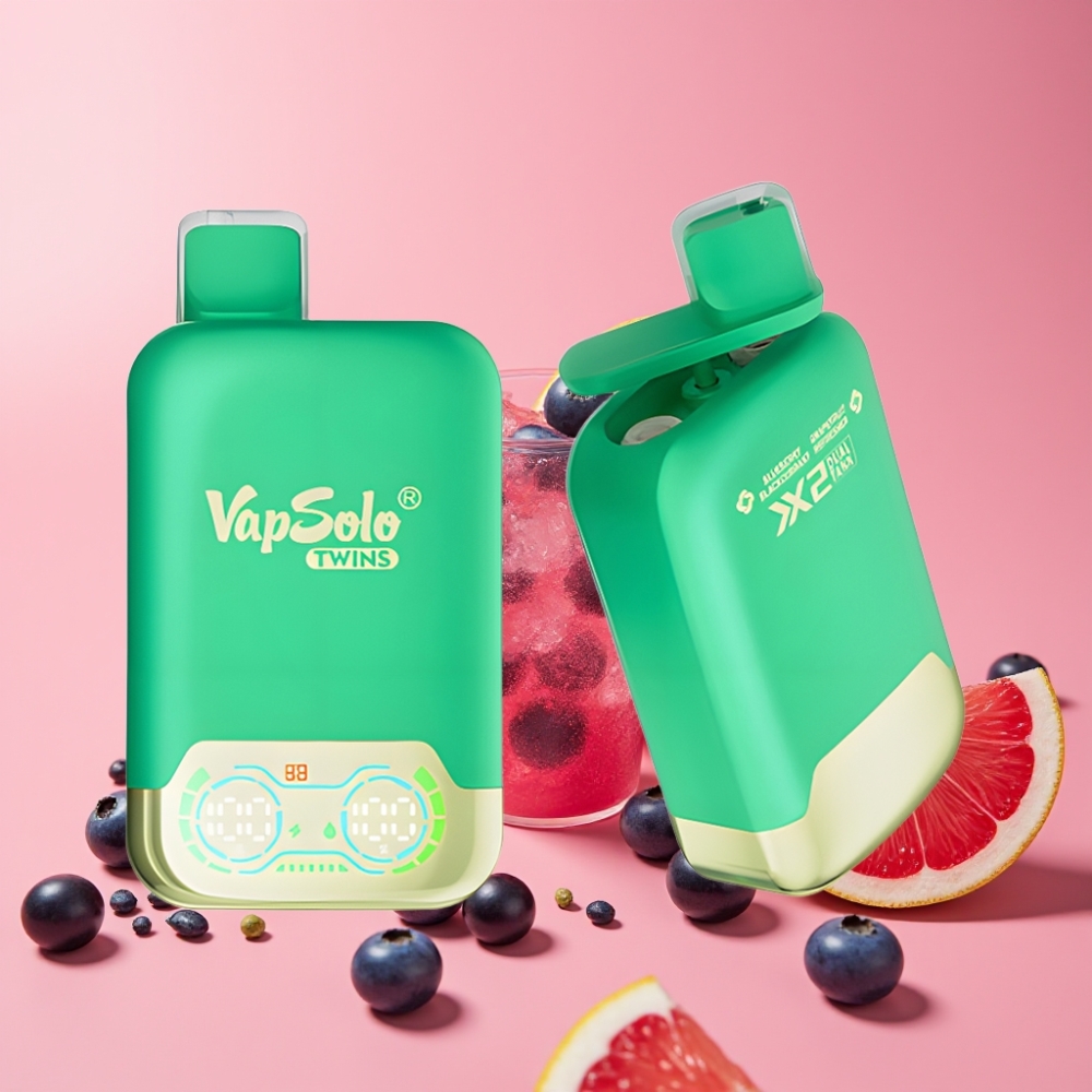 Vapsolo Twins 20000 Puffs Borovnica Ribez & Grenivka Osvežitev 40ml 20mg/ml Type-C