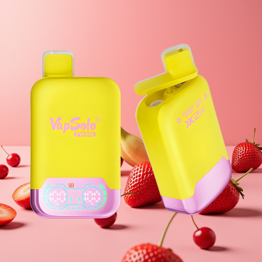 Vapsolo Twins 20000 Puffs Jagoda Banana & Gazirana Češnja, 40 ml, 20mg/ml