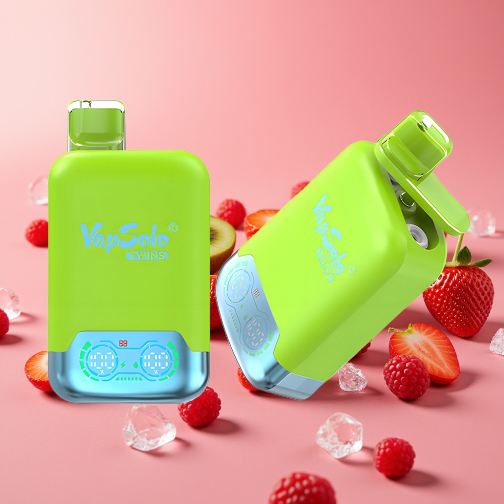 Vapsolo Twins 20000 Puffs Jagoda Kivi & Jagoda Malina Češnja Ice, 40 ml, 20mg/ml