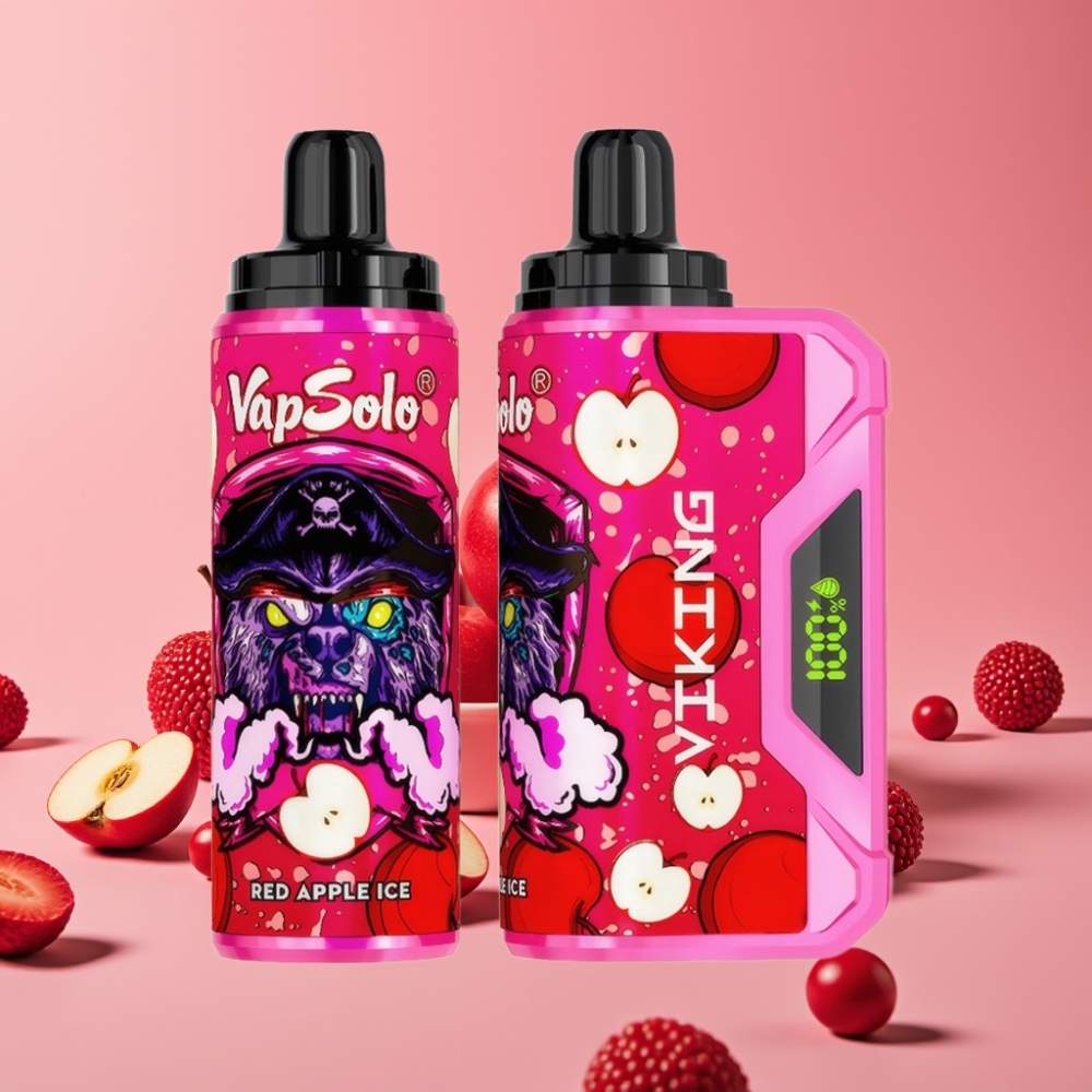 VapSolo VIKING 12000 Pufi Enkratna E-cigareta Rdeči Jabolko Led 22ml 20/50 mg/ml