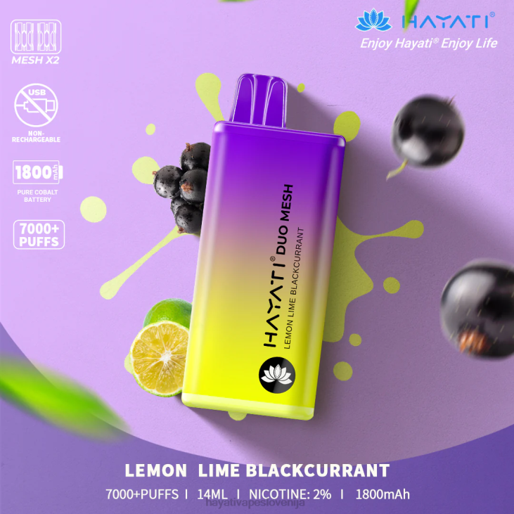 Hayati ljubljana - Hayati Duo Mesh za enkratno uporabo limona limeta črni ribez NNNF187
