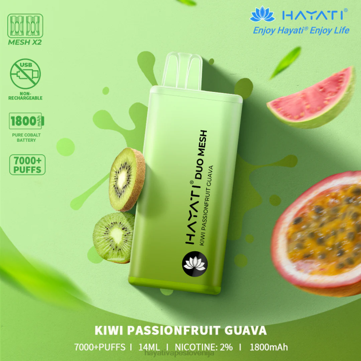 Hayati vape Slovenija - Hayati Duo Mesh za enkratno uporabo kivi pasijonka guava NNNF173