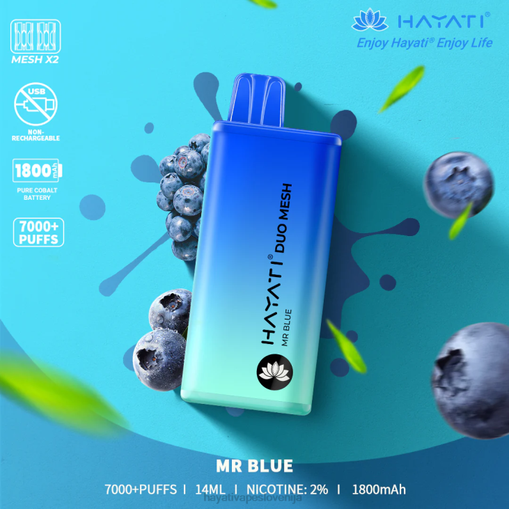 Hayati vape flavours - Hayati Duo Mesh za enkratno uporabo gospod modri NNNF174
