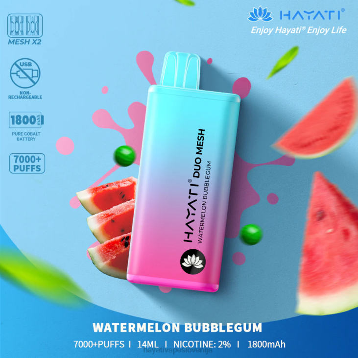 Hayati vape liquid - Hayati Duo Mesh za enkratno uporabo lubenica bubblegumi NNNF185