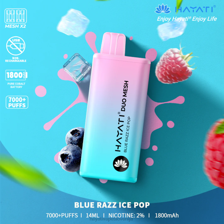 Hayati vape near me - Hayati Duo Mesh za enkratno uporabo blue razz ledeni pop NNNF166