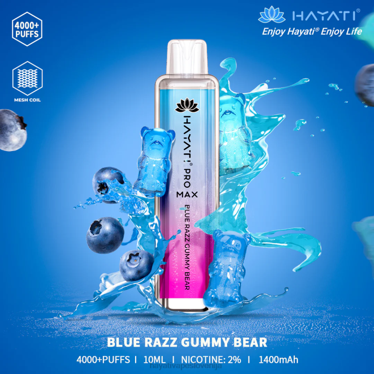 Hayati flavour list - Hayati Pro Max za enkratno uporabo modri razz gumijasti medvedek NNNF129
