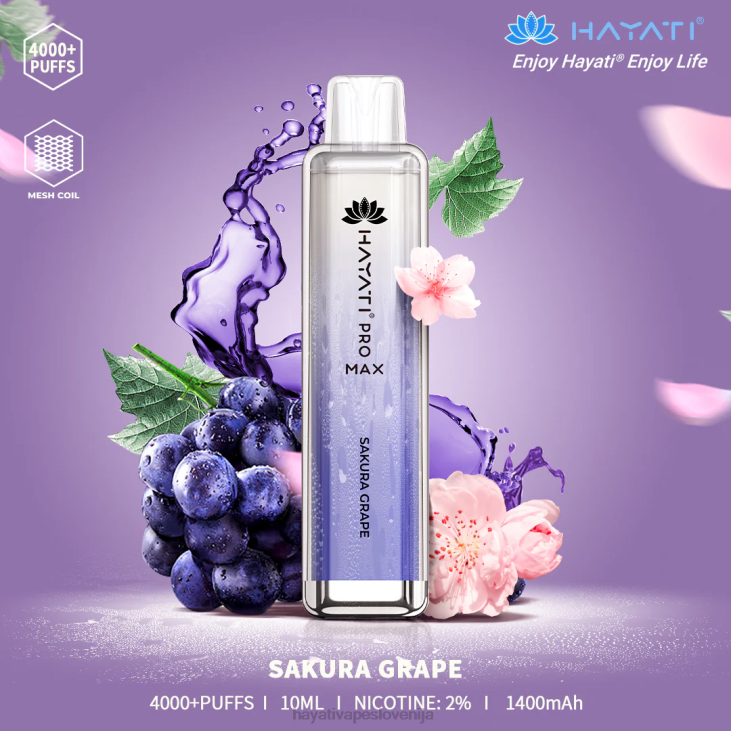 Hayati flavour list - Hayati Pro Max za enkratno uporabo sakura grozdje NNNF119