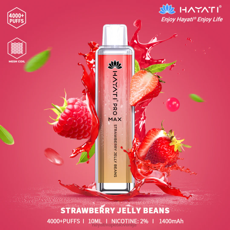 Hayati flavour vapes - Hayati Pro Max za enkratno uporabo jagodni žele fižol NNNF142