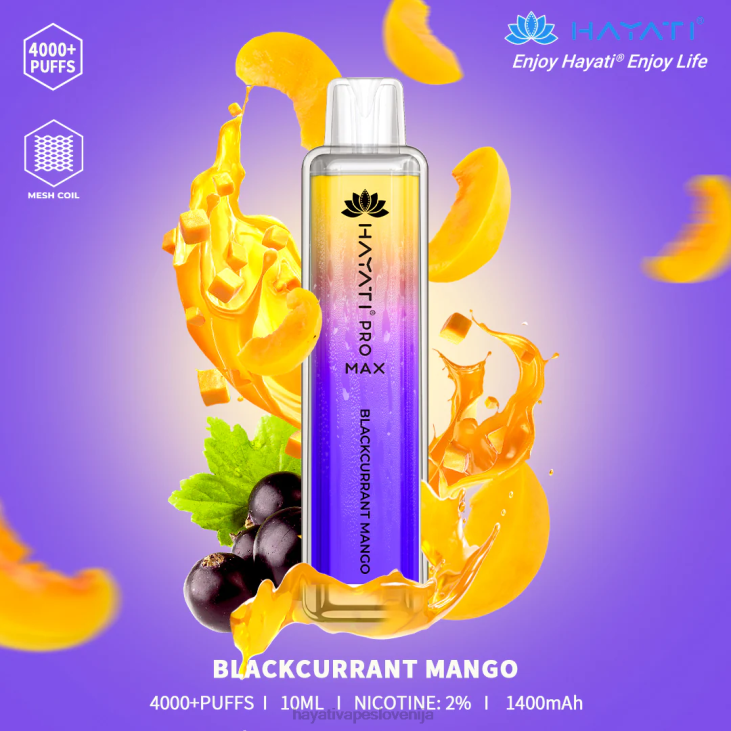 Hayati flavour vapes - Hayati Pro Max za enkratno uporabo mango iz črnega ribeza NNNF92