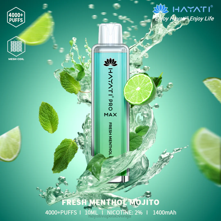 Hayati vape Slovenija - Hayati Pro Max za enkratno uporabo svež mentolov mojito NNNF133