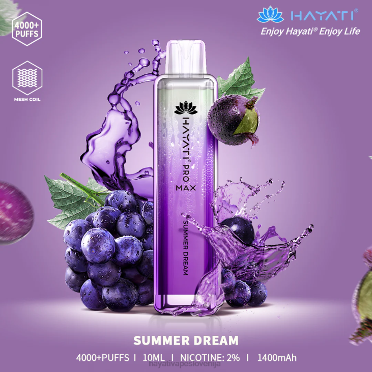 Hayati vape flavours - Hayati Pro Max za enkratno uporabo poletne sanje NNNF124