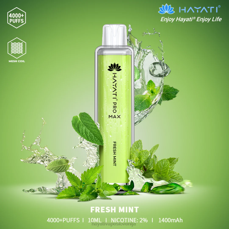 Hayati vape flavours - Hayati Pro Max za enkratno uporabo sveža meta NNNF104