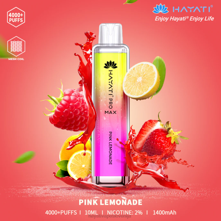 Hayati vape liquid - Hayati Pro Max za enkratno uporabo roza limonada NNNF115
