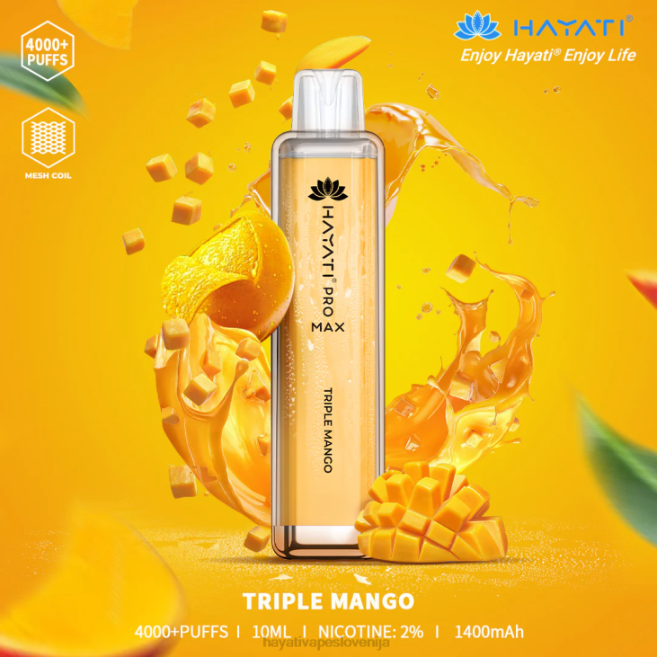 Hayati vape liquid - Hayati Pro Max za enkratno uporabo trojni mango NNNF125