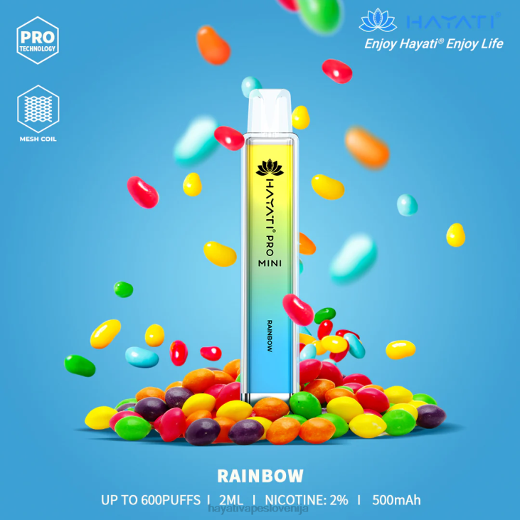 Hayati flavour list - Hayati Pro Mini za enkratno uporabo mavrica NNNF19