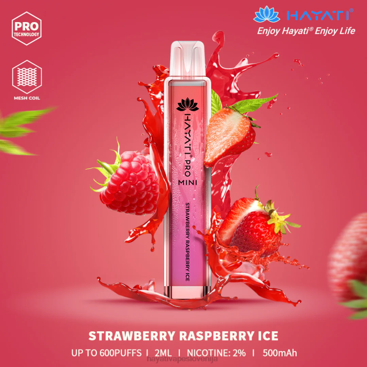 Hayati flavour vapes - Hayati Pro Mini za enkratno uporabo jagodno malinov led NNNF22