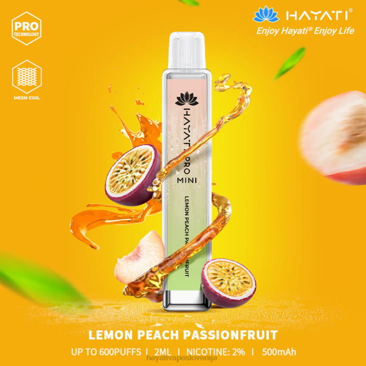 Hayati vape review - Hayati Pro Mini za enkratno uporabo limona breskev pasijonka NNNF28