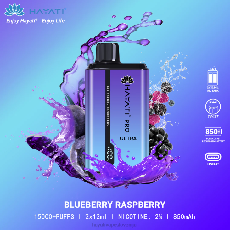 Hayati vape near me - Hayati Pro Ultra za enkratno uporabo 15000 vpihov borovnica malina NNNF196