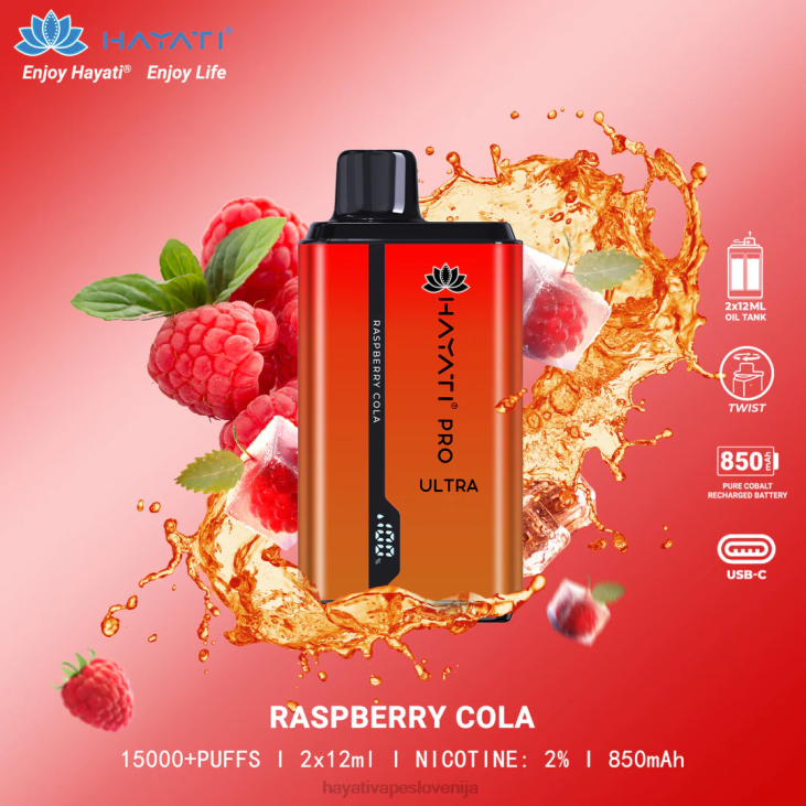 Hayati vapes wholesale - Hayati Pro Ultra za enkratno uporabo 15000 vpihov malinova kola NNNF210