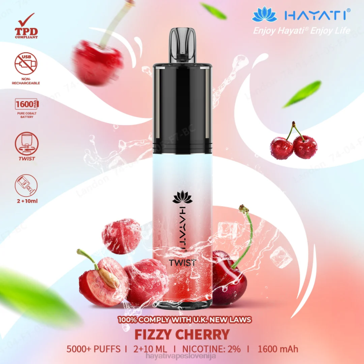 Hayati flavour list - Hayati Twist za enkratno uporabo gazirana češnja NNNF69