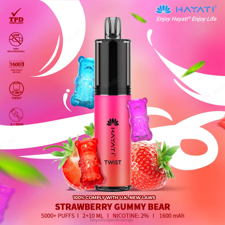 Hayati flavour vapes - Hayati Twist za enkratno uporabo jagodni gumijasti medvedek NNNF82