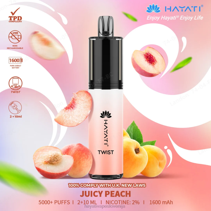 Hayati flavour vapes - Hayati Twist za enkratno uporabo sočna breskev NNNF72