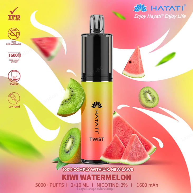 Hayati vape flavours - Hayati Twist za enkratno uporabo kivi lubenica NNNF74