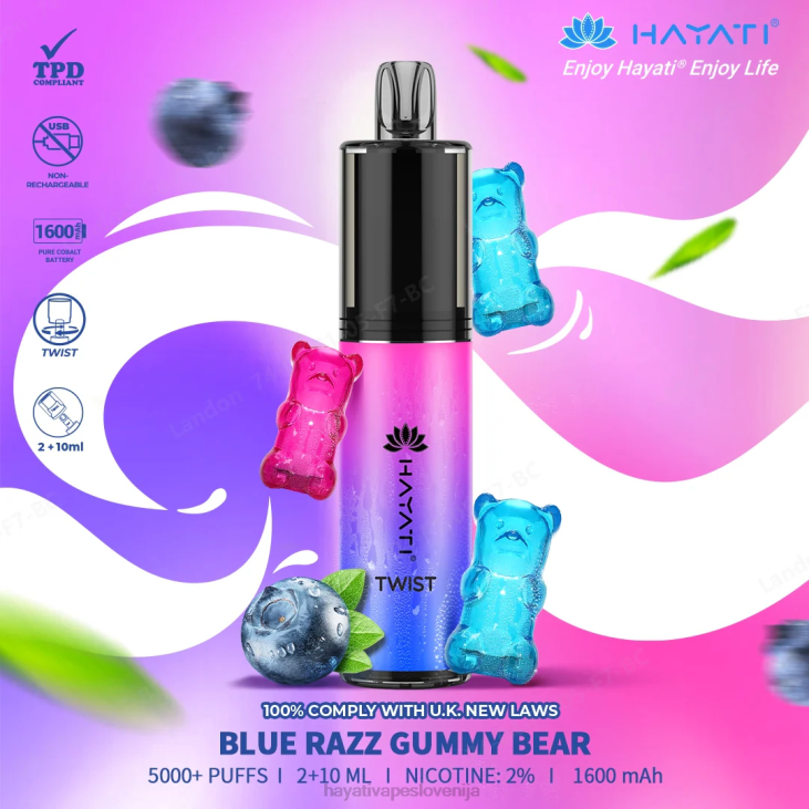 Hayati vape flavours - Hayati Twist za enkratno uporabo modri razz gumijasti medvedek NNNF64