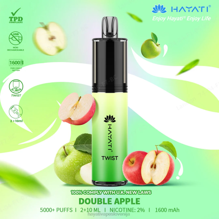 Hayati vape review - Hayati Twist za enkratno uporabo dvojno jabolko NNNF68